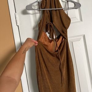 Bronze shimmer cocktail dress
